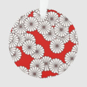 アールデコの花のパターン – 白（赤） オーナメント (正面)