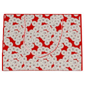 アールデコの花のパターン – 白（赤） ラージペーパーバッグ (正面)