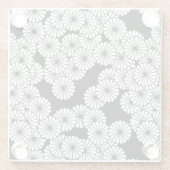 アールデコの花のパターン – 白（黒） ガラスコースター (裏面)