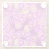 アールデコの花のパターン – 紫、サンゴの色合い ガラスコースター (裏面)