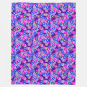 アールデコの花のパターン – 紫、青、紫 フリースブランケット (正面)