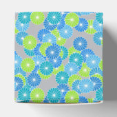 アールデコの花のパターン – 青とライムグリーン フェイバーボックス (上部)