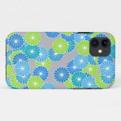 アールデコの花のパターン – 青とライムグリーン Case-Mate iPhoneケース (裏面(横))