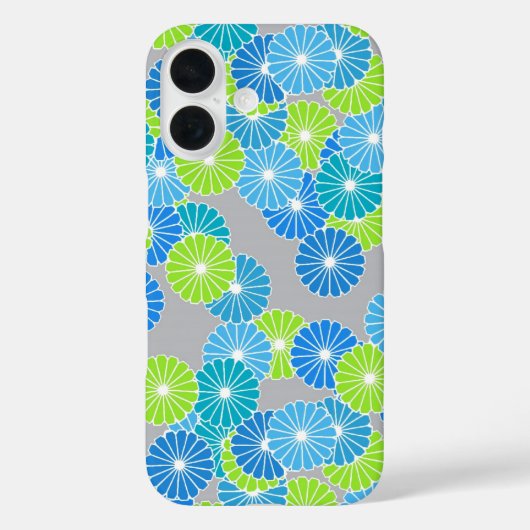 アールデコの花のパターン – 青とライムグリーン Case-Mate iPhoneケース (裏面)