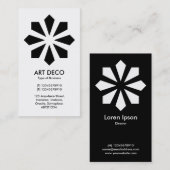 アールデコの花の星-白い前部、黒い背部 名刺 (正面/裏面)