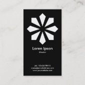 アールデコの花の星-白い前部、黒い背部 名刺 (裏面)