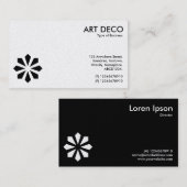 アールデコの花の記号 – 白と黒(金ゴールド) 名刺 (正面/裏面)