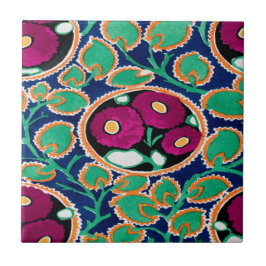 アールデコの花を飾ったタイル タイル