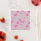 アールデコの花柄 - ピンクの白 スタンダードカクテルナプキン (インサイチュ)