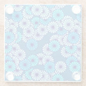 アールデコの花柄 - ブルーのグラデーション ガラスコースター (裏面)