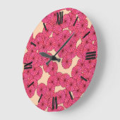 アールデコの花柄 – 深いピンクと桃 ラージ壁時計 (傾斜)