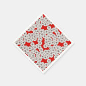 アールデコの花柄 - 赤地に白 スタンダードカクテルナプキン (角)