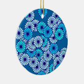 アールデコの花柄 – 青の色合い セラミックオーナメント (右)
