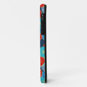 アールデコの花柄 - 青、ターコイズブルー、赤 Case-Mate iPhoneケース (裏面/左)