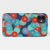 アールデコの花柄 - 青、ターコイズブルー、赤 Case-Mate iPhoneケース (裏面(横))