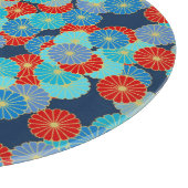 アールデコの花柄 – 青、ターコイズ、赤 カッティングボード (角)