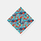 アールデコの花柄 – 青、ターコイズ、赤 スタンダードカクテルナプキン (角)