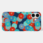アールデコの花柄 – 青、ターコイズ、赤 Case-Mate iPhoneケース (裏面 (横))