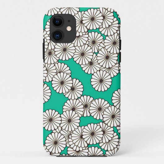 アールデコの花模様-ターコイズの白 Case-Mate iPhoneケース (裏面)