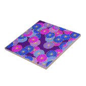 アールデコの花模様-バイオレット、青および紫色 タイル (側面)