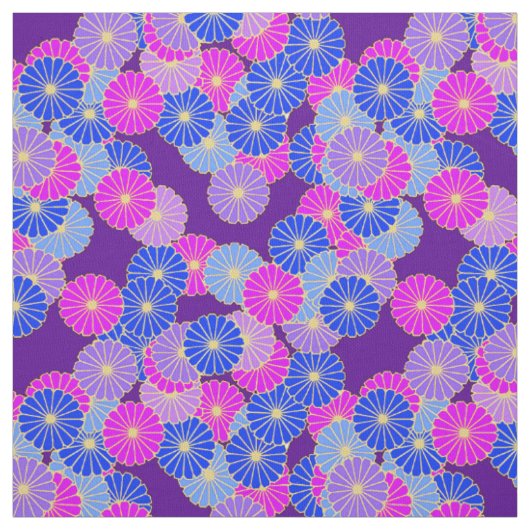 アールデコの花模様-バイオレット、青および紫色 ファブリック (見本)