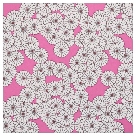 アールデコの花模様-ピンクの白 ファブリック (見本)