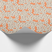 アールデコの花模様-珊瑚のオレンジのクリーム ラッピングペーパー (角)