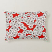 アールデコの花模様-赤の白 アクセントクッション (正面)