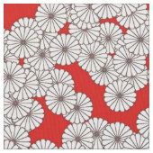 アールデコの花模様-赤の白 ファブリック (クローズアップ)