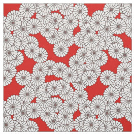 アールデコの花模様-赤の白 ファブリック
