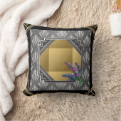 アールデコの英国ラベンダーの黒の灰色の銀製の金ゴールド クッション (ブランケット)