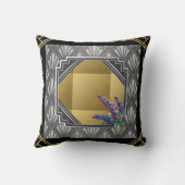 アールデコの英国ラベンダーの黒の灰色の銀製の金ゴールド クッション (裏面)