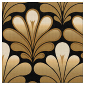 アールデコの貝のパターン、金ゴールドおよび黒 ファブリック (クローズアップ)