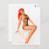 アールデコの赤頭のピン留め ポストカード (正面/裏面)