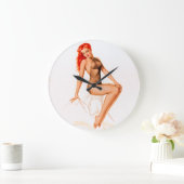 アールデコの赤頭のピン留め ラージ壁時計 (ホーム)