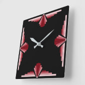 アールデコの赤 スクエア壁時計 (傾斜)