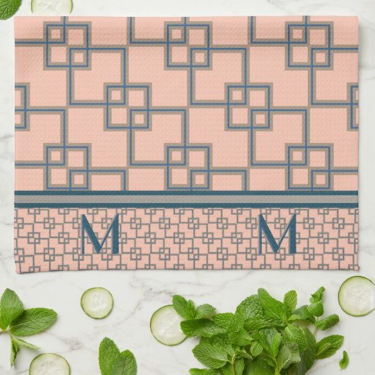 アールデコの重なり合モノグラムのう正方形 キッチンタオル (折り畳み)