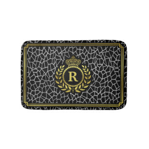 アールデコの銀製の金ゴールドの黒の月桂樹のリースの王冠 バスマット