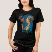 アールデコの青いドレスの女性 トライブレンドTシャツ (正面)