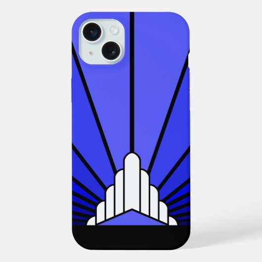 アールデコの青い太陽 iPhoneケース (裏面)