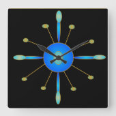 アールデコの青い水の金ゴールド>創造的な時計 スクエア壁時計 (正面)