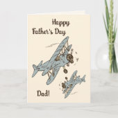 アールデコの飛行機 – 青い父の日！ カード (正面)