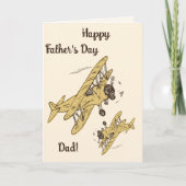アールデコの飛行機 – 黄色の父の日。 カード (正面)