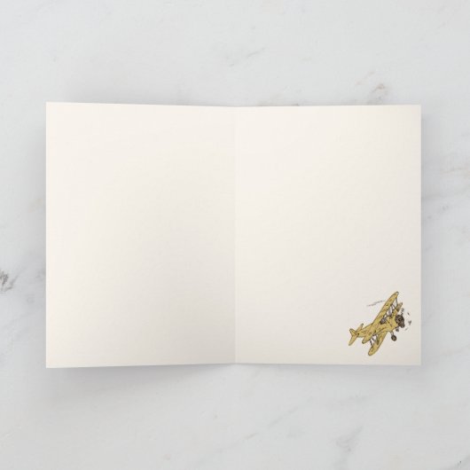 アールデコの飛行機 – 黄色の父の日。 カード (内部)