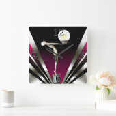 アールデコの魅力的な新しい|のラズベリー スクエア壁時計 (ホーム)