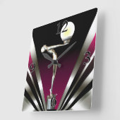 アールデコの魅力的な新しい|のラズベリー スクエア壁時計 (傾斜)