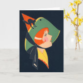 アールデコの魔法使いの黒猫 カード (黄色い花)