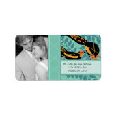 アールデコの鳥の結婚式RSVPまたはThank Youカード ラベル (正面)