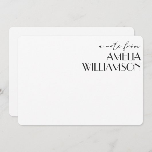 アールデコの黒いスクリプトパーソナライズされた名ひな形 ノートカード (正面/裏面)