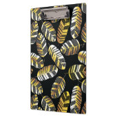 アールデコの黒い金羽の葉パターン クリップボード (左)